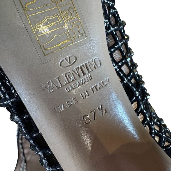 Valentino Garavani Crystal Strass Mesh Platform Slingback Heels Stilettos EU 38 - Picture 8 of 10